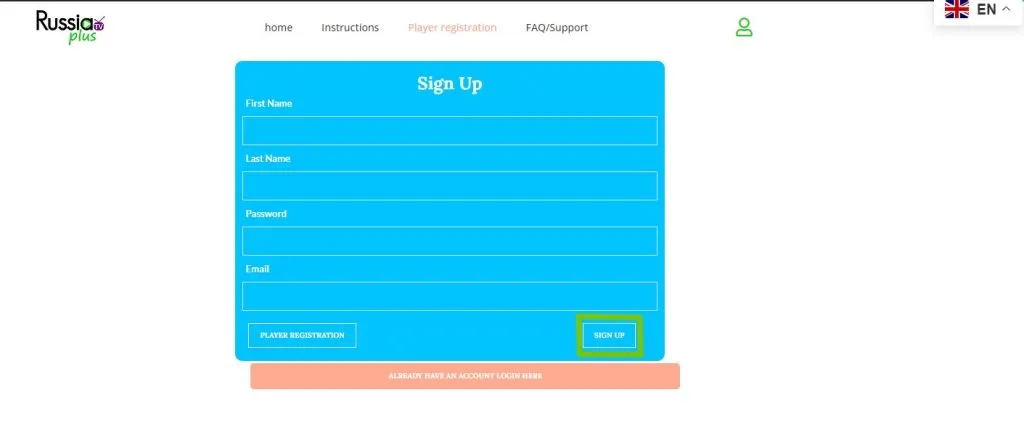 SIGN UP RUSSIA PLUS TV 1